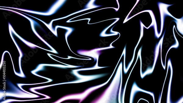 Fototapeta Abstract retro futuristic 4k wallpaper, neon ripples on black background
