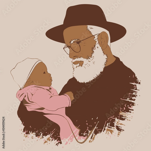 Obraz vector design grandfather with baby