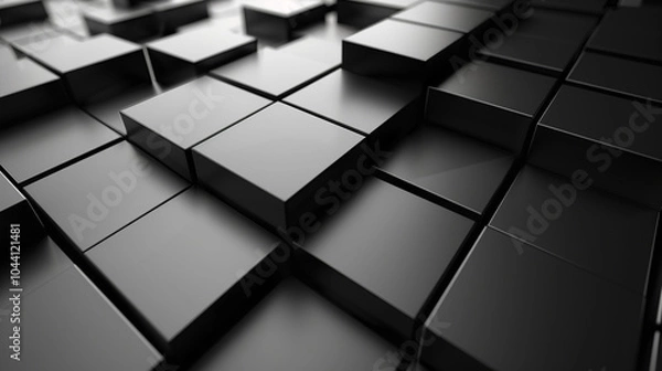 Fototapeta A black and white image of a black cube pattern