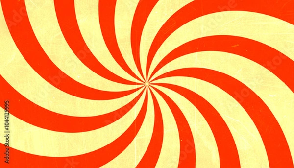 Fototapeta groovy 70s background with twisted sunburst. vector illustration