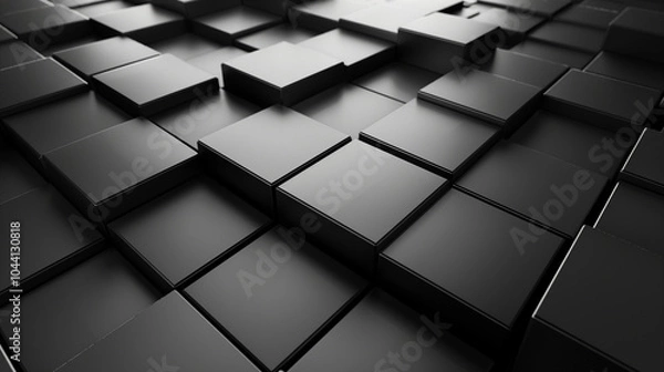 Fototapeta A black and white image of a black cube pattern