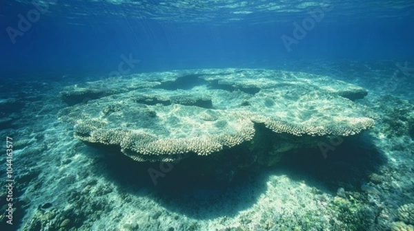 Fototapeta Serene Coral Atoll: Deep Sea Tranquility with Schools of Fish | Ultra-Detailed Underwater Scenery in Clear Turquoise Waters