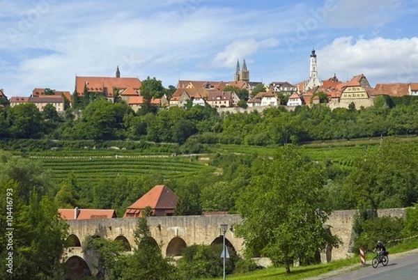 Obraz Stadtpanorama mit Tauberbrücke, Rotenburg o.d.Tauber