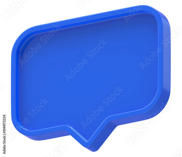 Fototapeta 3d shape chat social media notification blue empty rectangle icon isolated transparent background 3D rendering