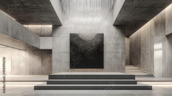 Fototapeta Background of the exhibition booth for dark toned architectural interior space products
