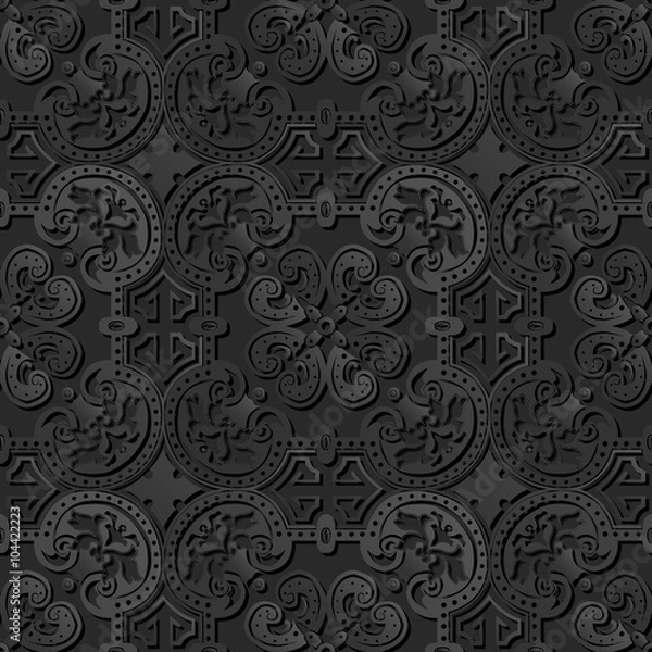 Fototapeta Seamless 3D elegant dark paper art pattern 244 Round Curve Cross

