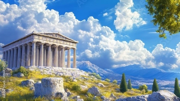 Obraz The Vintage Greek Roman temple timeless style beauty and graceful columns inspire artists and reflect a universal pursuit of elegance.