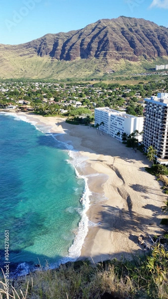 Fototapeta Aerial view of a beach in Waianae, Hawaii on Island of Oahu