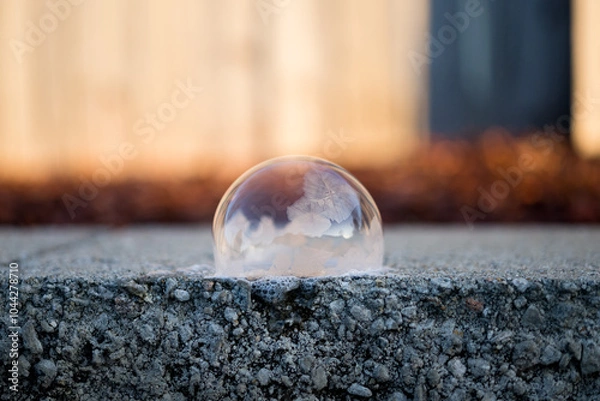 Fototapeta Frozen soap bubble in freezing temperatures