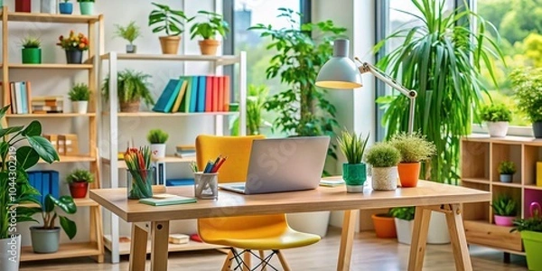 Fototapeta Stylish and Functional Student Workplace Setup for Productivity and Creativity