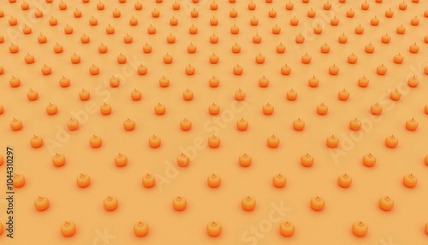 Fototapeta 3D art render patterns of pumpkins with yellow background big size in high quality resolution halloween theme