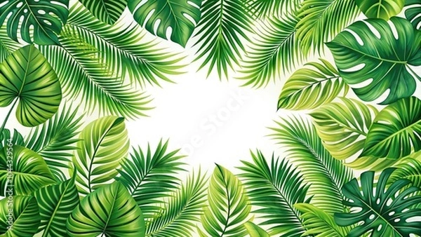Fototapeta seamless tropical foliage background with silhouette effect