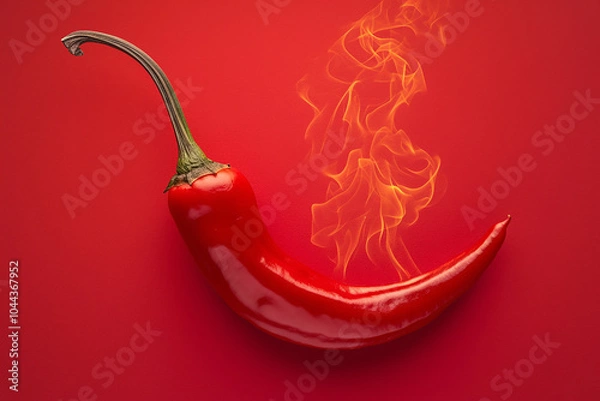 Obraz fresh hot red chili pepper with red background generated by AI