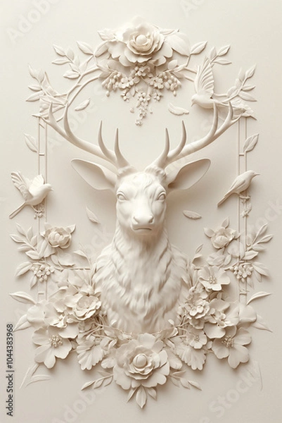 Obraz beautiful and attractive wall paper with some flower and animals generated by AI