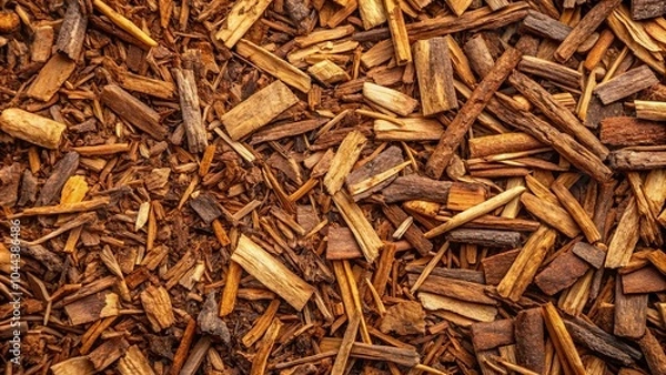 Fototapeta Recycled wood chips enriching soil in sustainable farming
