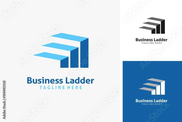 Fototapeta Chart and stepladder for business ladder logo design