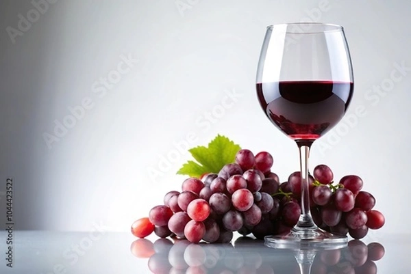 Fototapeta Refreshing glass of red wine with grape