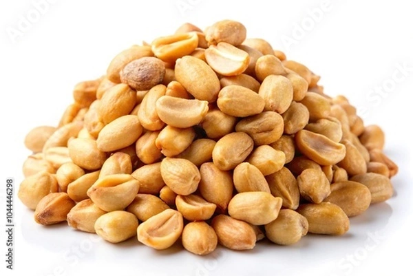 Fototapeta Roasted peanuts on white background