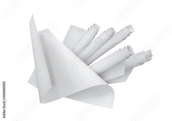 Fototapeta Rolls of white paper in motion. Vector illustration