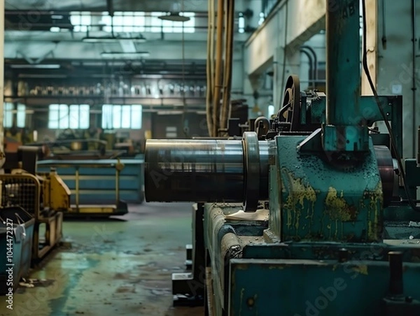 Fototapeta A bending machine in a busy, bustling factory