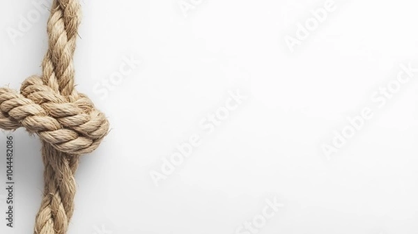 Fototapeta A close-up of a knotted rope on a white background.