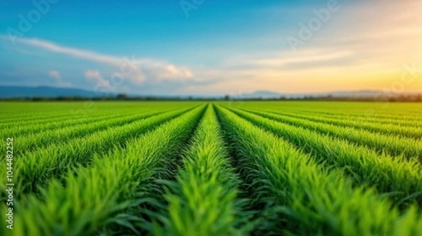 Fototapeta Gene editing focused on plant species for food security, showing enhanced crops growing in fields.