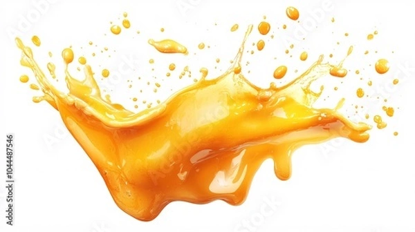 Fototapeta Yellow fruit juice splash isolated on white background