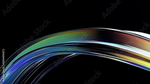 Fototapeta Abstract glass shape on black background, 3d render
