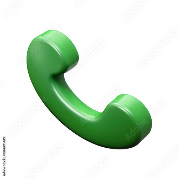 Fototapeta Telephone receiver icon, classic green with a slight shadow,  isolated on a transparent background