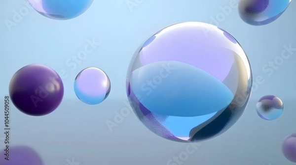 Fototapeta Abstract 3d render of colorful bubble, modern background design