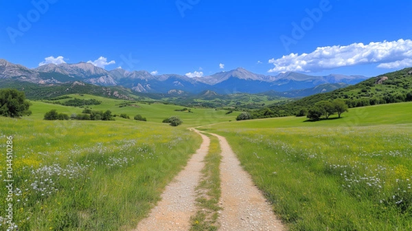 Obraz Winding Path Through Verdant Valley