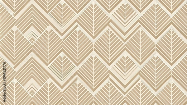Fototapeta Seamless minimalist pattern with chevrons and triangles on beige and cream background