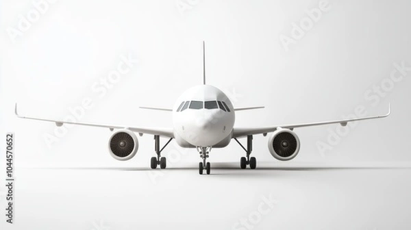 Fototapeta Modern aircraft model on a white isolated background, showcasing aviation design and technology.
