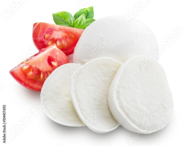 Obraz Mozzarella, bazylia i pomidory. Ścieżki przycinania