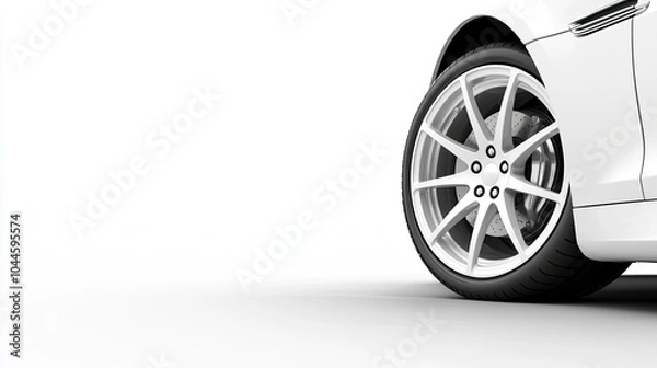 Fototapeta Sleek Alloy Wheel Detail of a Modern Car