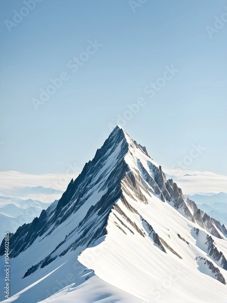 Fototapeta wallpaper illustration of a lone snow-covered mountain peak
