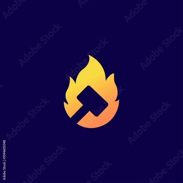 Fototapeta Hammer fire vector logo template design