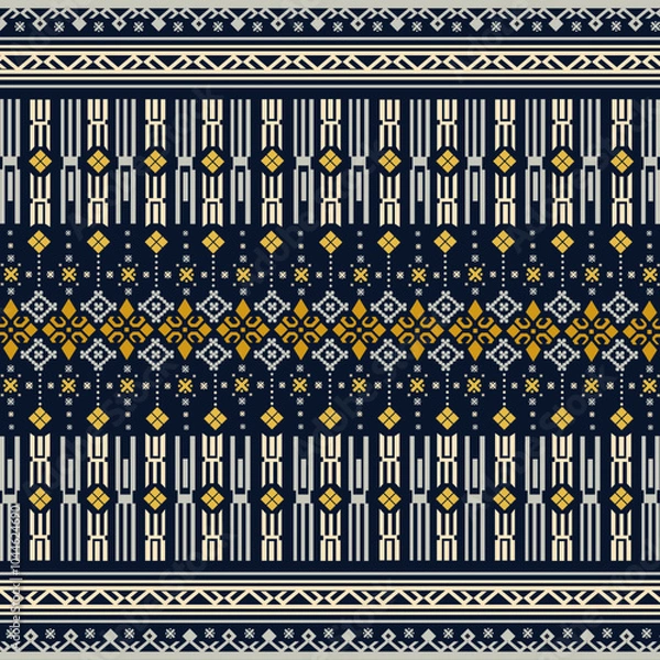 Obraz blue and yellow fabric pattern