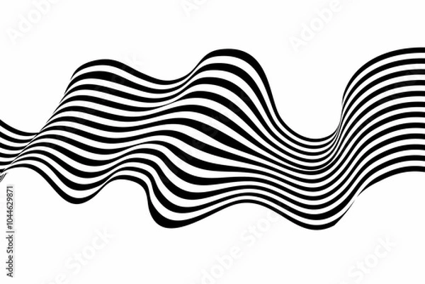 Obraz Abstract wave background, black and white wavy stripes or lines design. Optical art. Eps 10