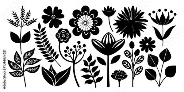 Fototapeta vector flower vector art graphic resources, floral silhouettes