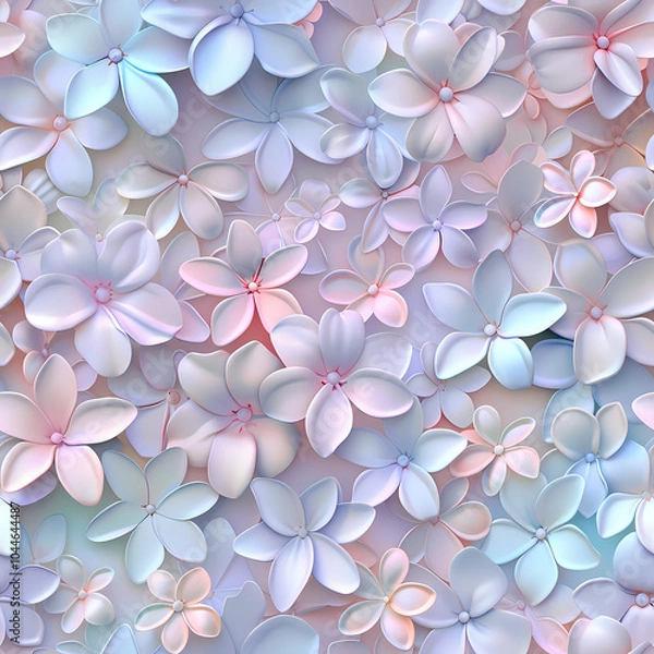 Fototapeta Pastel Floral 3D Relief Pattern with Soft Petals