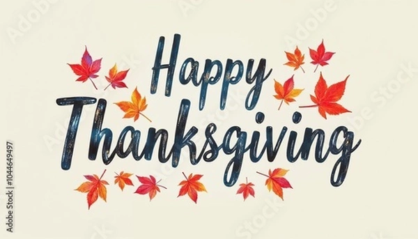 Fototapeta Hand drawn Happy Thanksgiving lettering typography poster. Celebration quotation for card