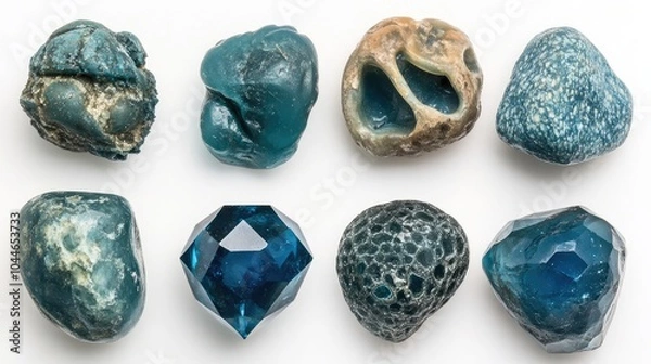 Fototapeta Stunning Collection of Blue Diamonds Displayed on a Neutral Background Generative AI