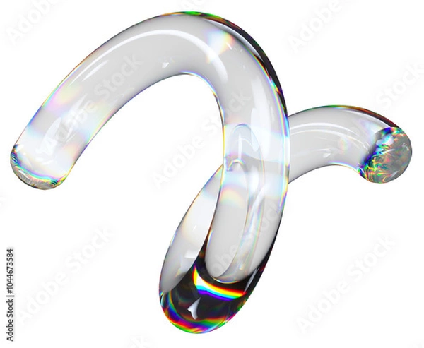 Fototapeta Transparent glossy spiral with dispersion effect, 3d abstract helix shape. Trendy rainbow colors reflection glass.