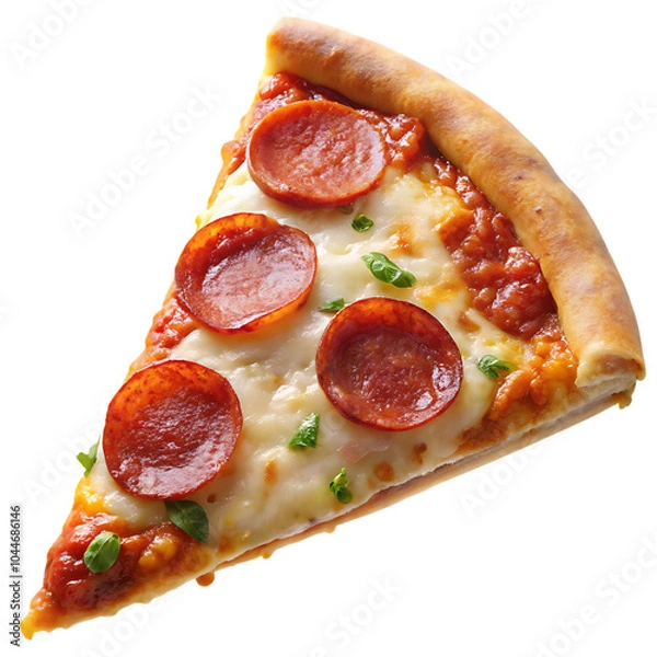 Fototapeta Pepperoni Pizza Slice with Melted Cheese and Oregano