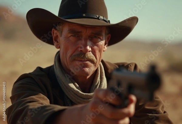 Obraz Close up portrait of a Dangerous cowboy western movie personage