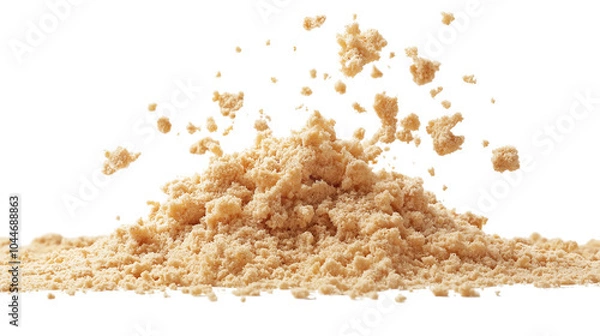 Fototapeta Pile cake crumbs, cookie flying isolated on a white background