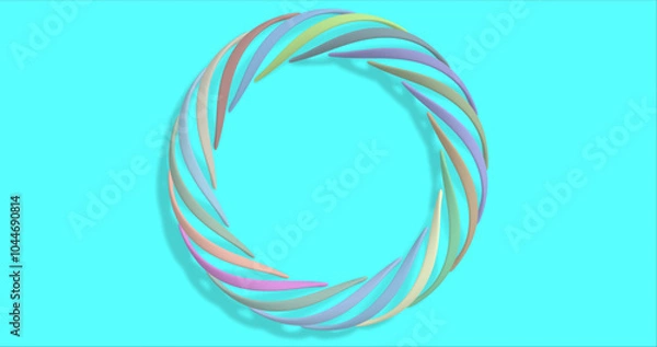 Fototapeta Intertwined stripes in the shape of a torus, in multi-colored colors. Neon hoop inside. Vector illustration.