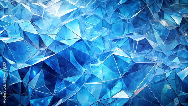 Fototapeta A modern low-poly geometric design featuring icy blue tones and abstract triangular shapes that resemble ice crystals.