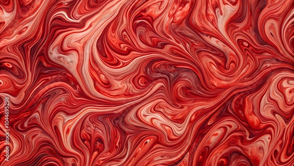Fototapeta Abstract red swirling wave pattern with fluid movement and bold color contrast.
